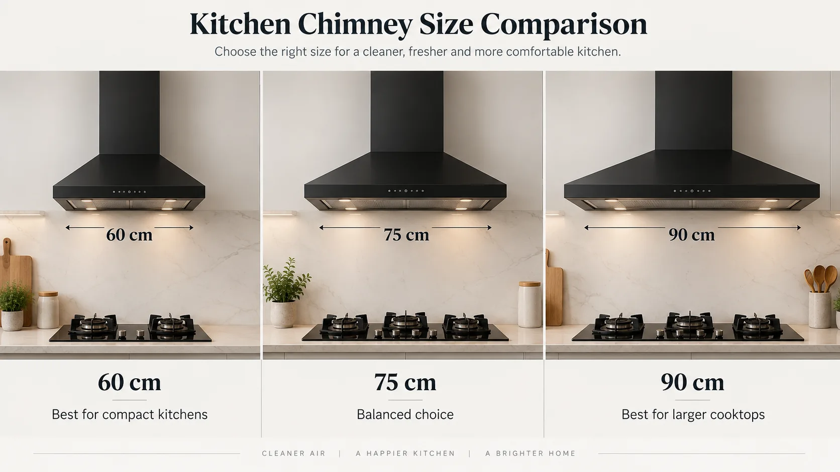 60 cm vs 90 cm kitchen chimney size comparison