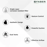 Faber Mojito 60 cm 1200 m³/hr Filterless Auto-Clean Chimney – Black - Image 5