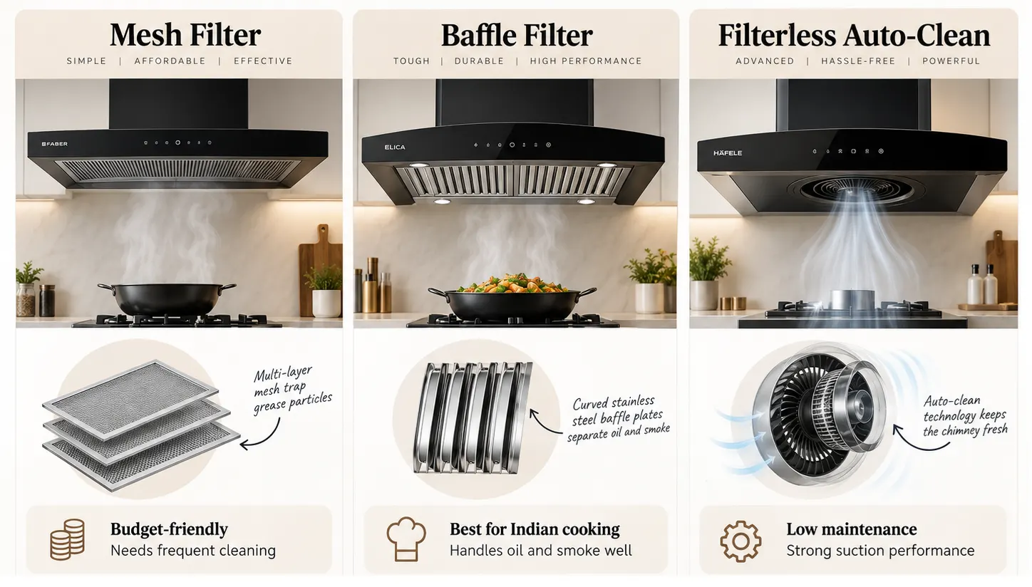 Types of kitchen chimney filters