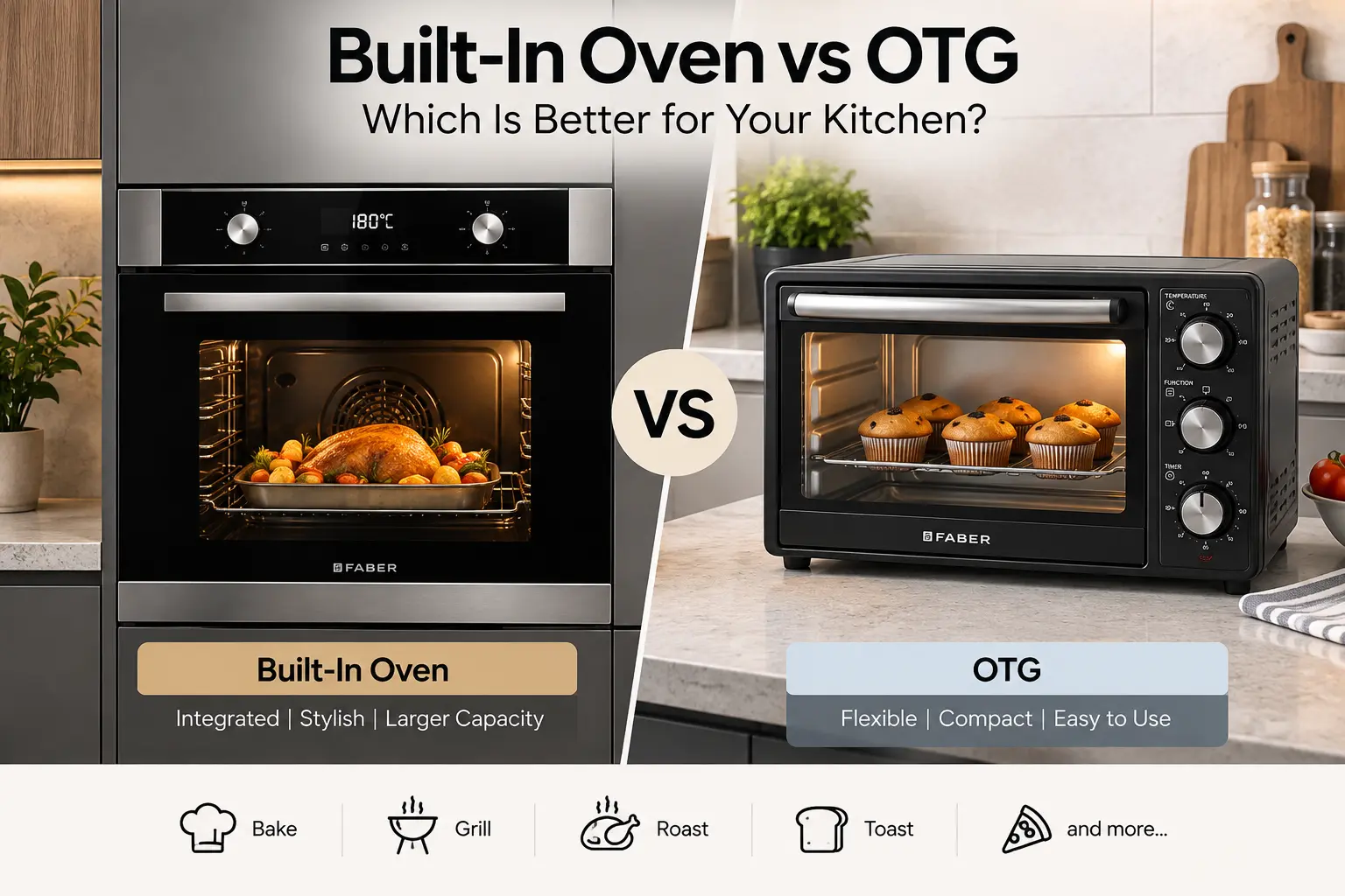 Built-in oven vs OTG comparison for modern kitchens