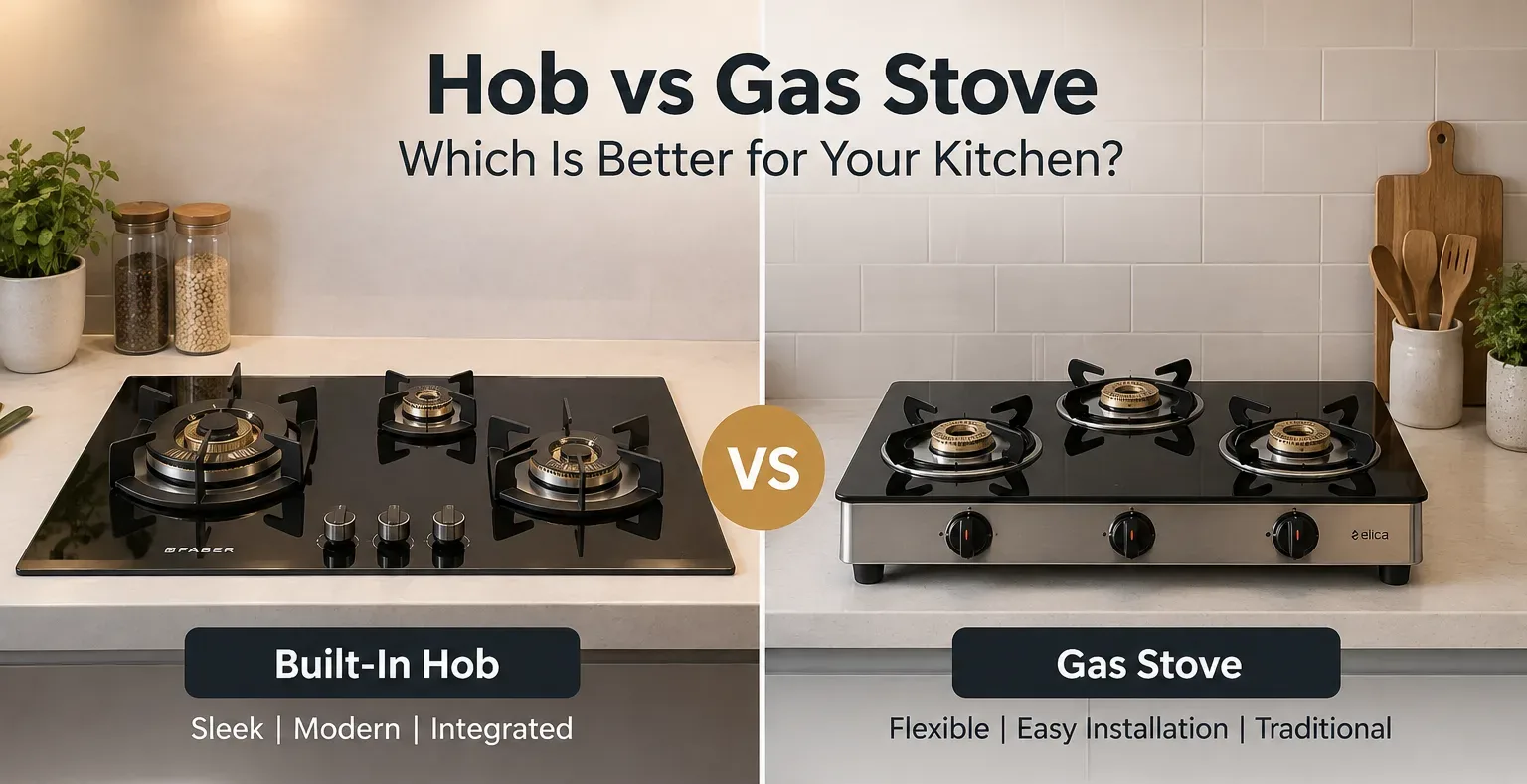 Built-in hob vs gas stove comparison for modern Indian kitchens